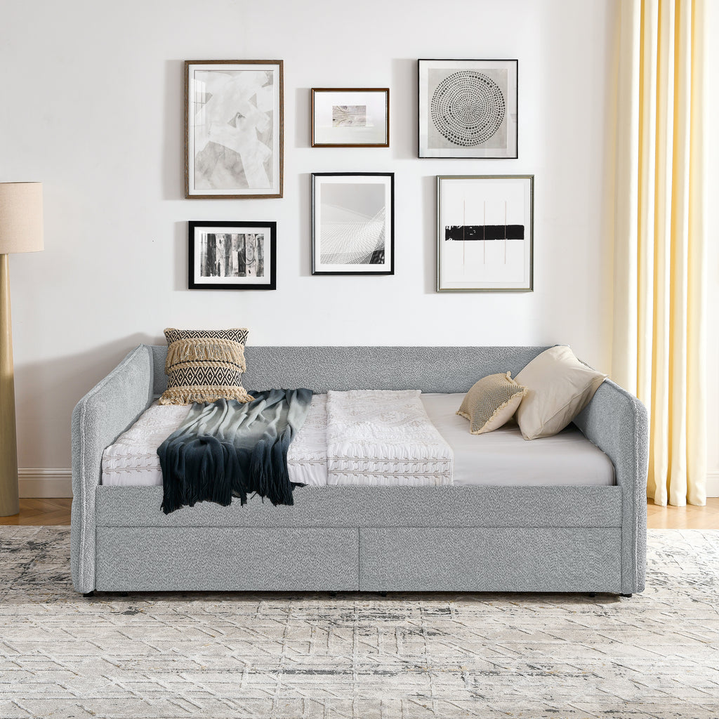 Tufted Daybed with Trundle and Two Drawers - Queen Size