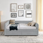 Tufted Daybed with Trundle and Two Drawers - Queen Size