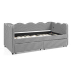 Twin Size Cozy Gingham Daybed with Two Storage Drawers