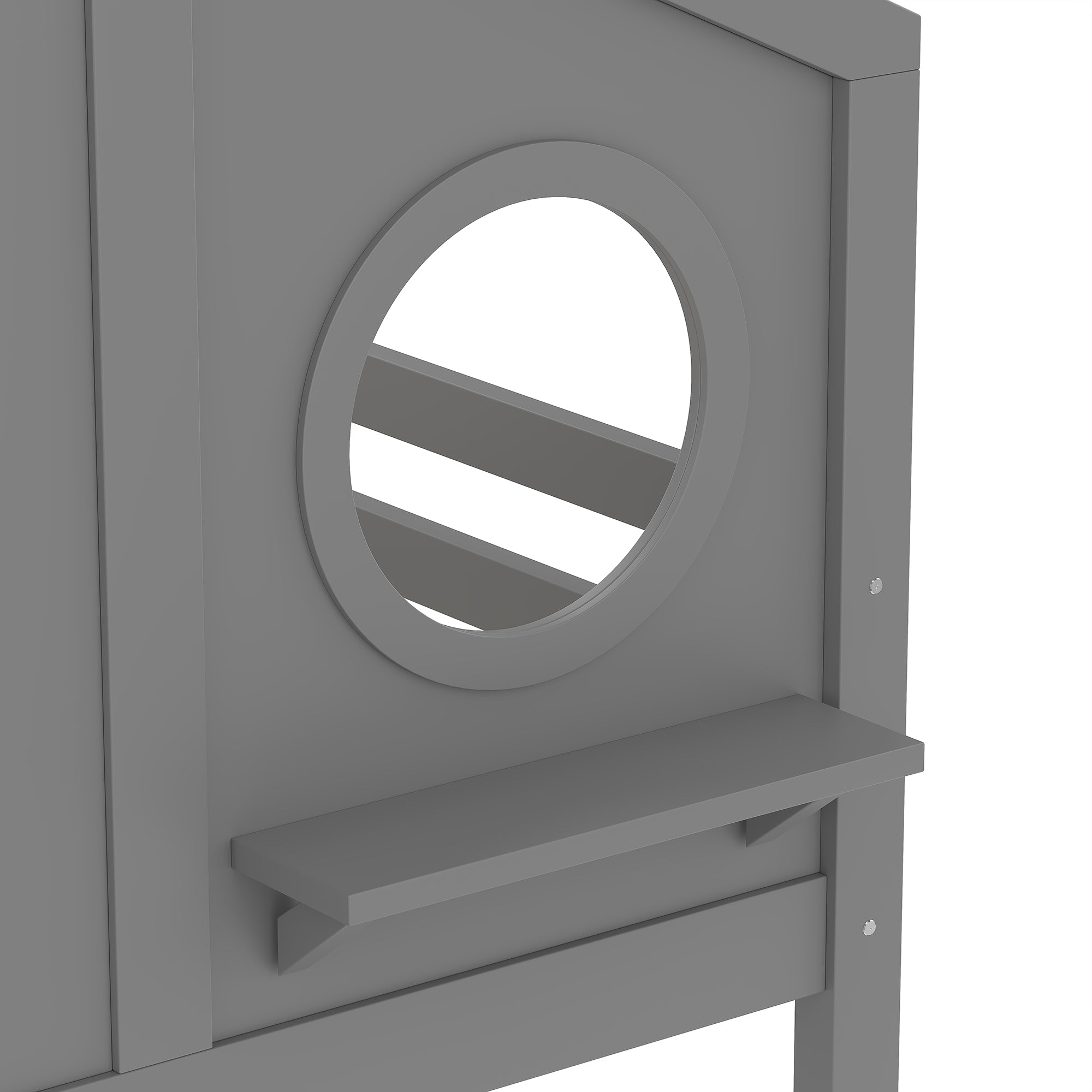 Twin House Bunk Bed with Slide and Storage Shelves