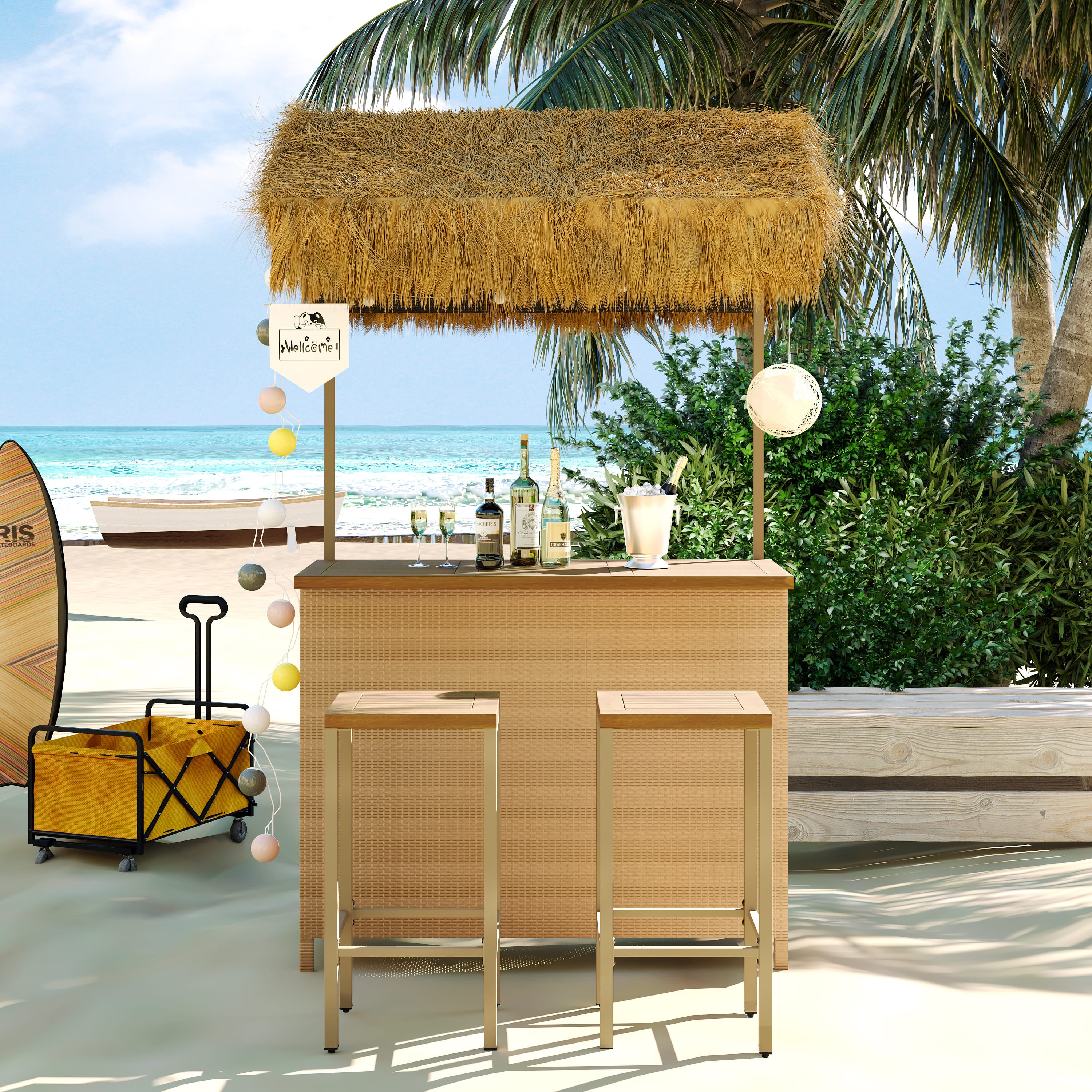 GO Hawaiian-Style Bar Height Patio Set