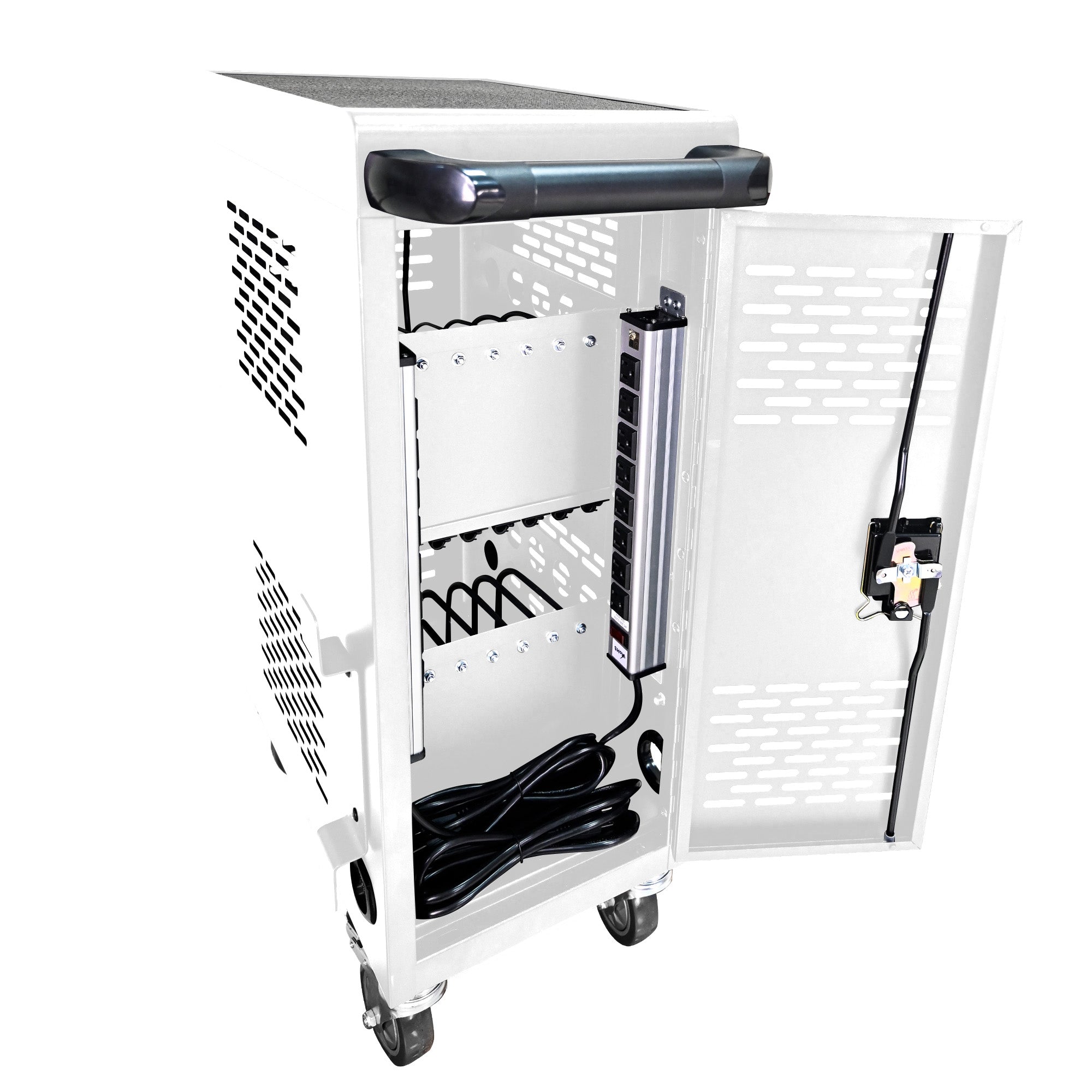 16-Compartment Removable Locking Charging Cabinet for Laptop, Chromebook - White