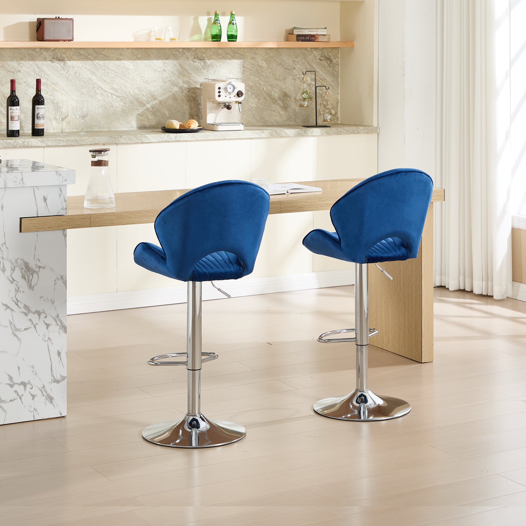 Bar Stools Set of 2 - Adjustable with Back and Footrest