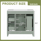 36" Green Bathroom Vanity with Ceramic Sink