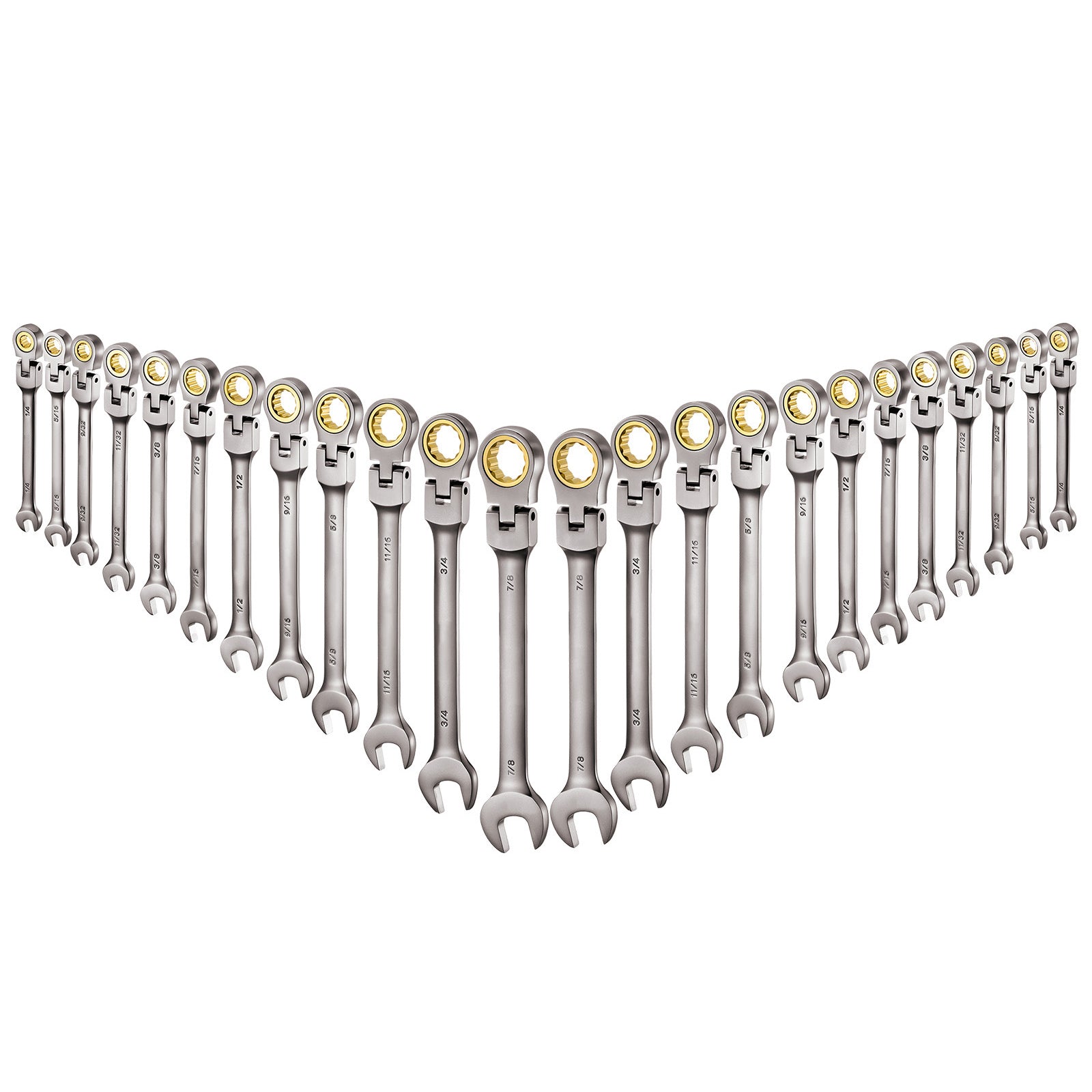 Flex-Head Ratcheting Wrench Set, 24-Piece SAE and Metric