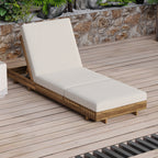 Acacia Solid Wood Lounge Chaise Set with Cream Cushion