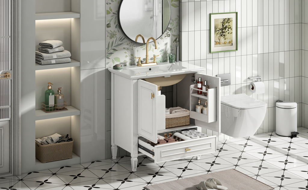 30" Bathroom Vanity with Sink, Freestanding Vanity with Storage