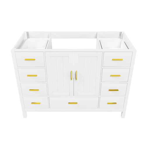 48" Bathroom Vanity Base Cabinet with Soft-Close Double Doors & 9 Smooth Drawers
