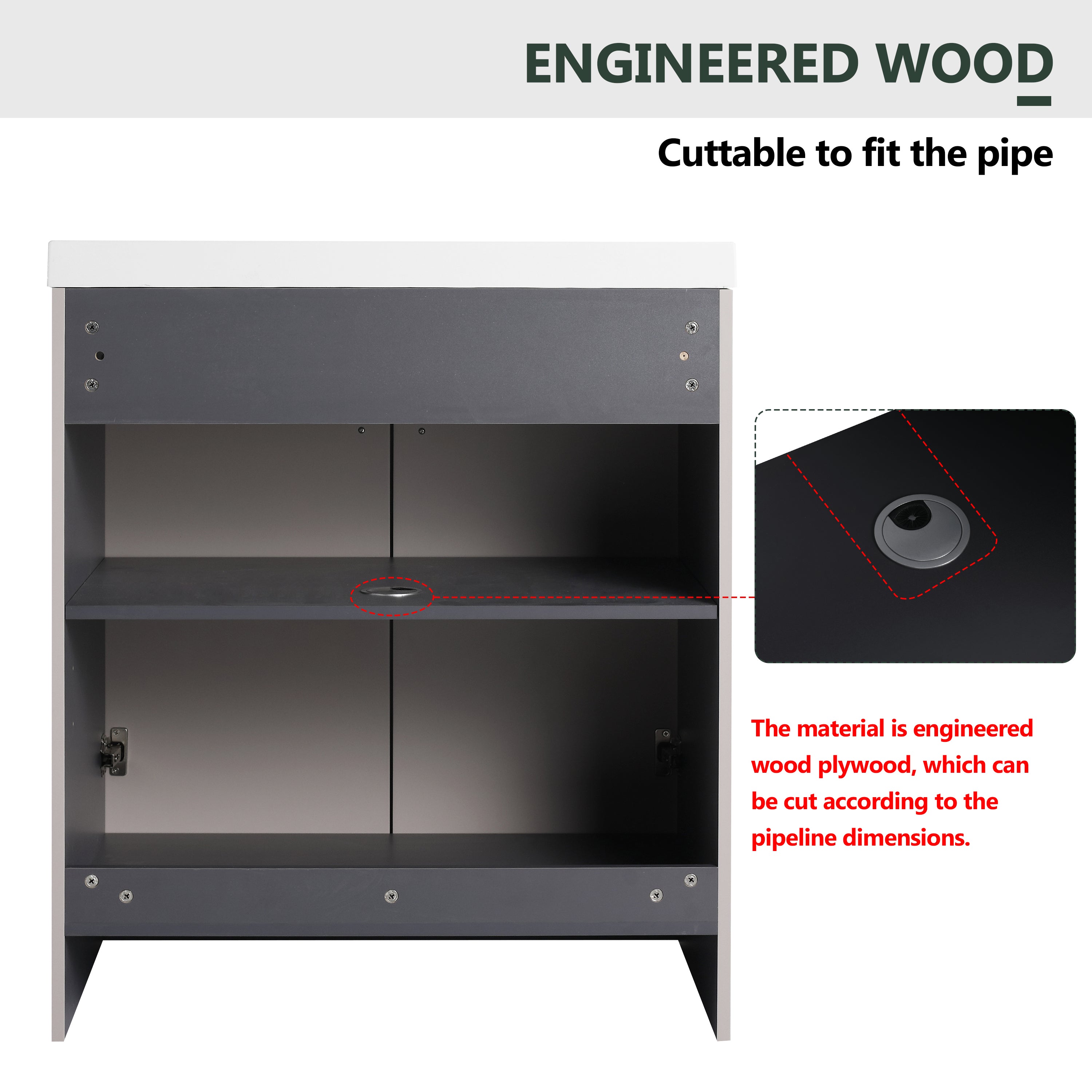 30" Freestanding Bathroom Vanity & 2 Soft-Close Cabinet Doors