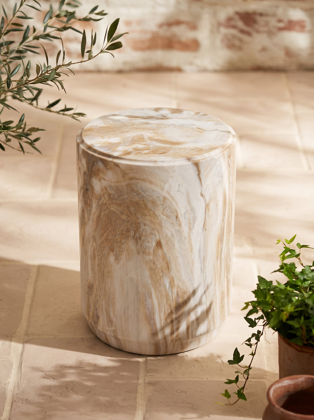 18.5-Inch Marble-Look Stool