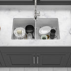32"x19"x10" Undermount Double Bowl Porcelain Fireclay Kitchen Sink