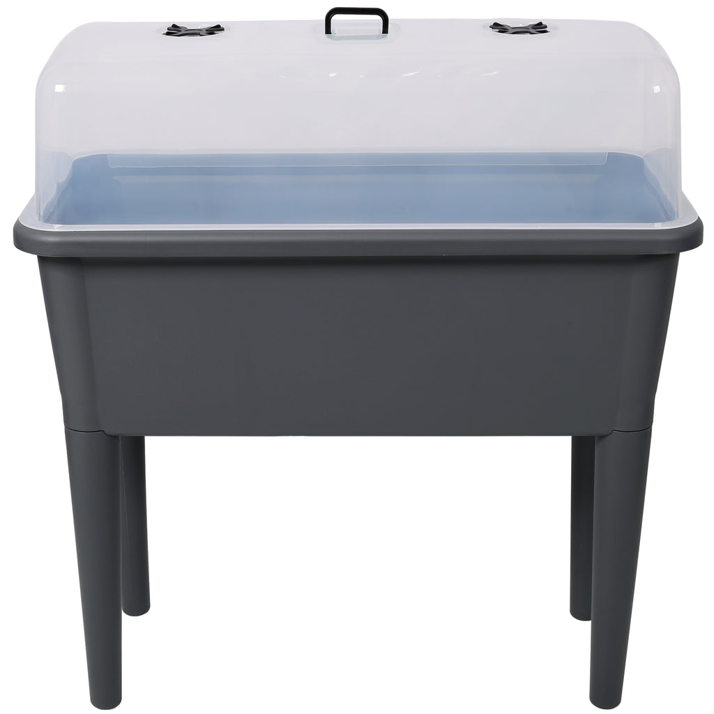 2 PCS Raised Garden Bed with Ventilated Transparent Greenhouse Lid