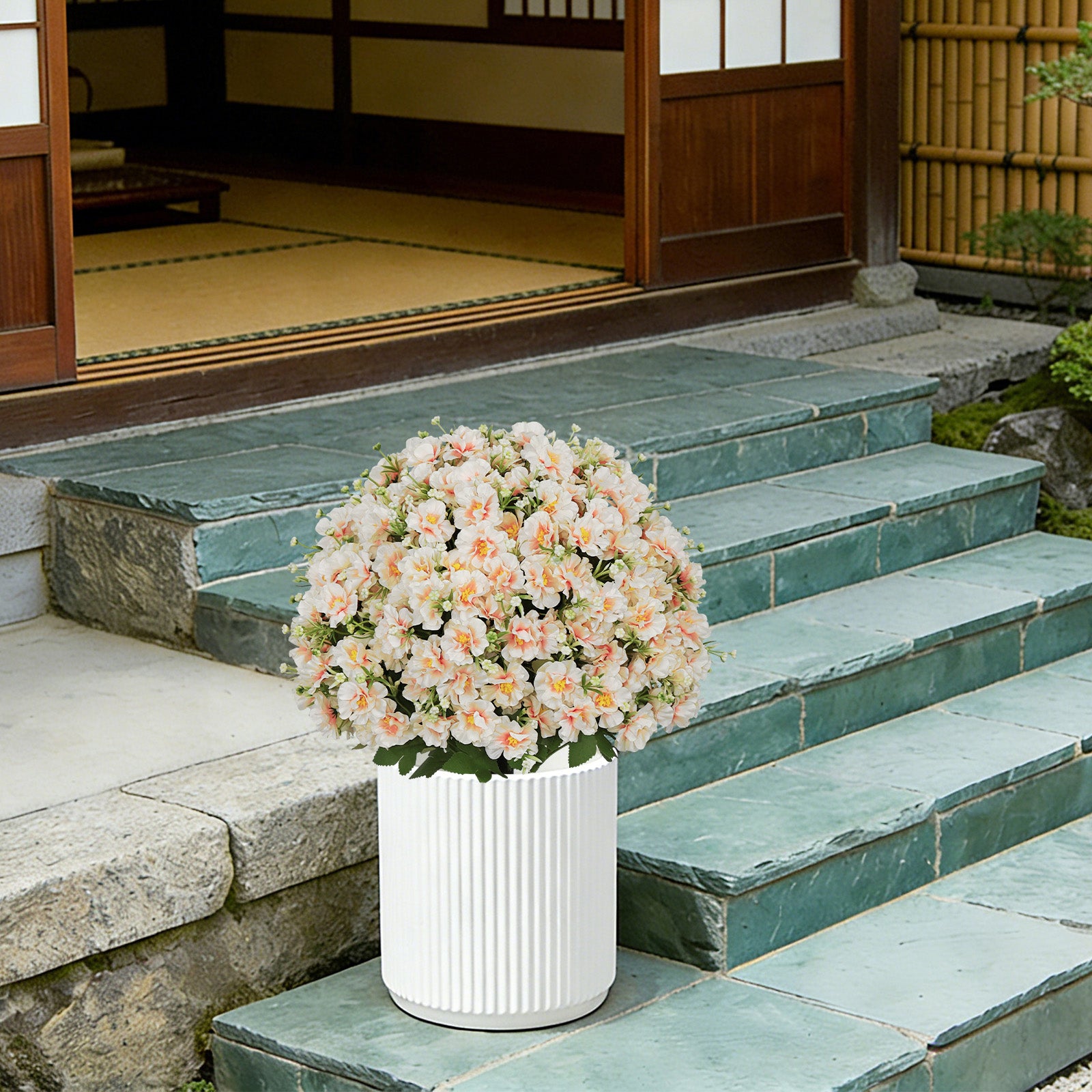24-Inch Faux Flower Artificial Snow Lotus Potted Plant