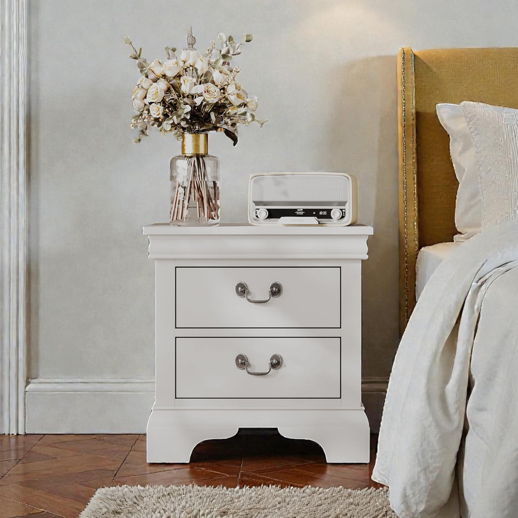 Classic Wooden Nightstand - White