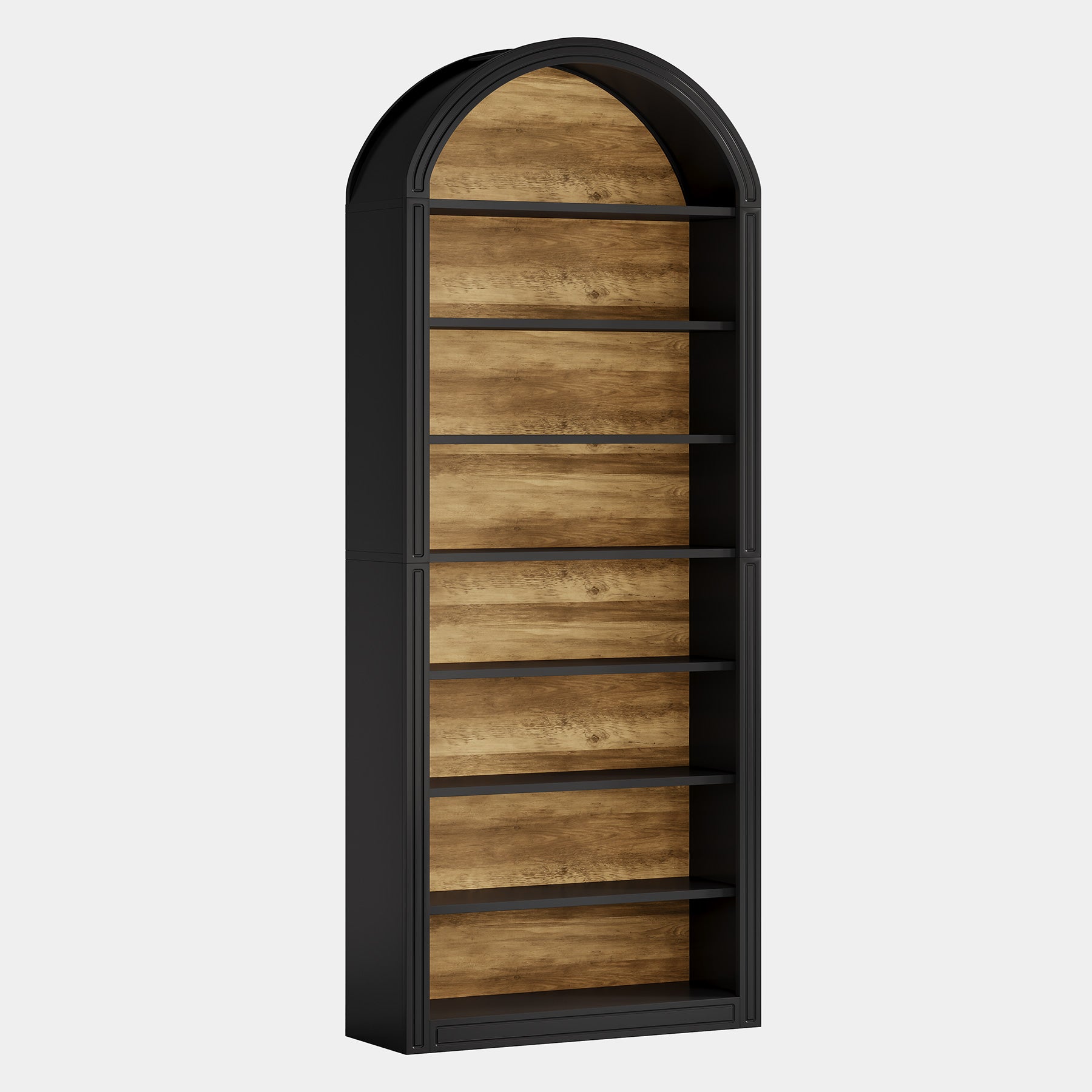 79.53" Tall 8-Tier Black Arched Open Bookshelf