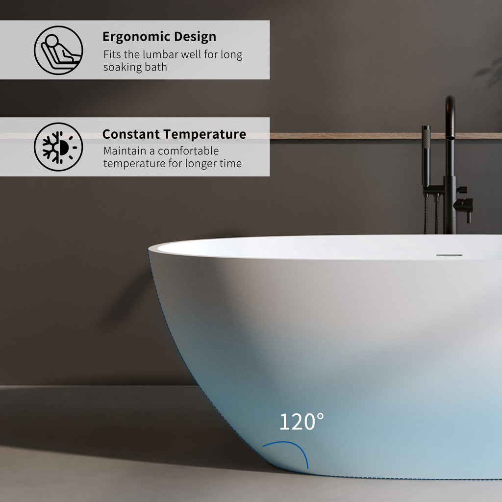 Solid Surface Matte Tub - 70.8" Freestanding Bathtub