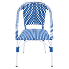 Outdoor Bistro Chairs Set of 2, White and Blue