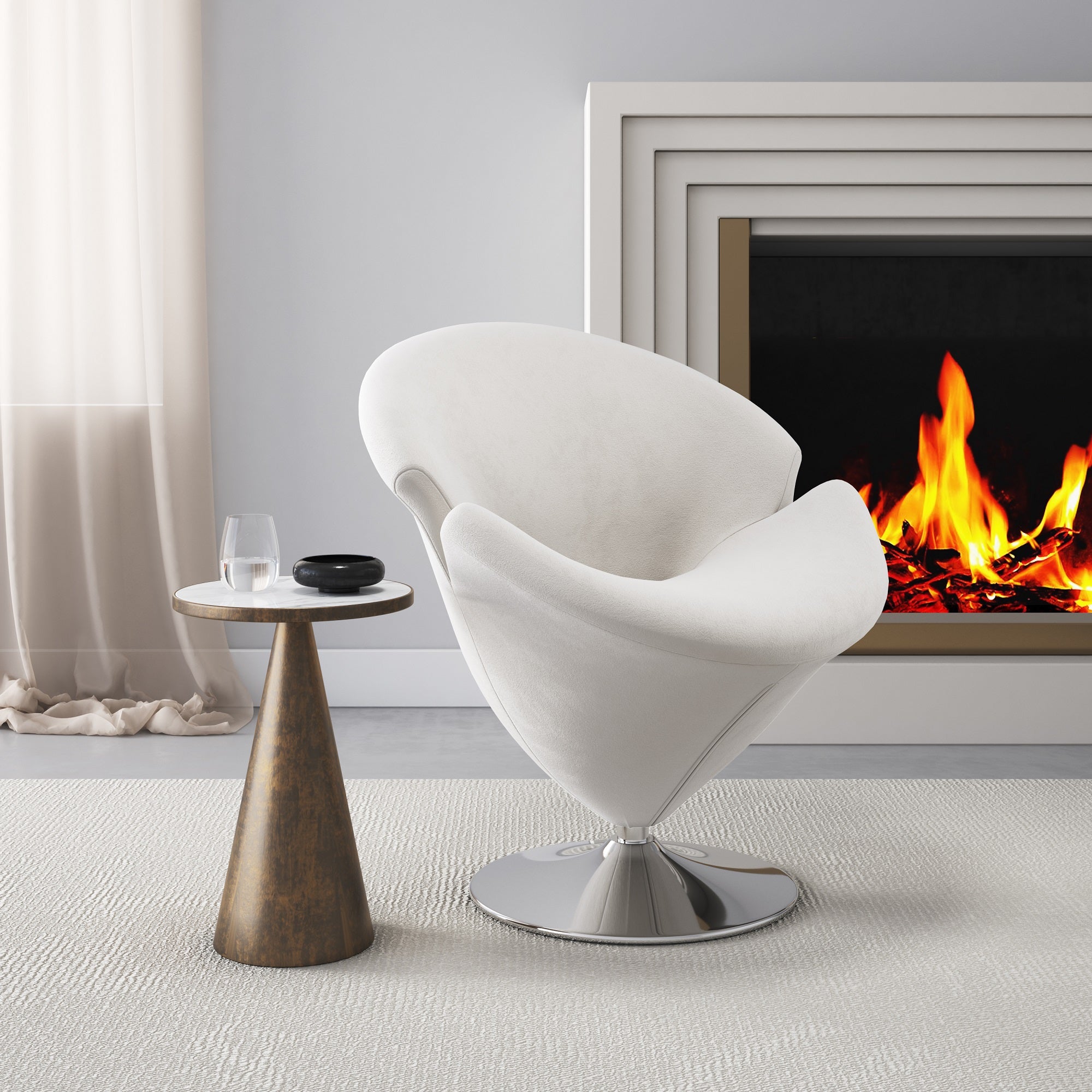 Tulip Velvet Swivel Lounge Chair