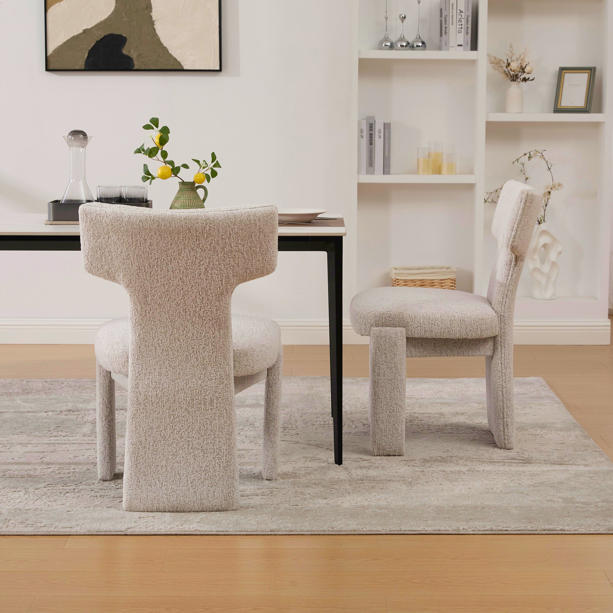 Modern Upholstered Chenille Dining Chair Set of 2
