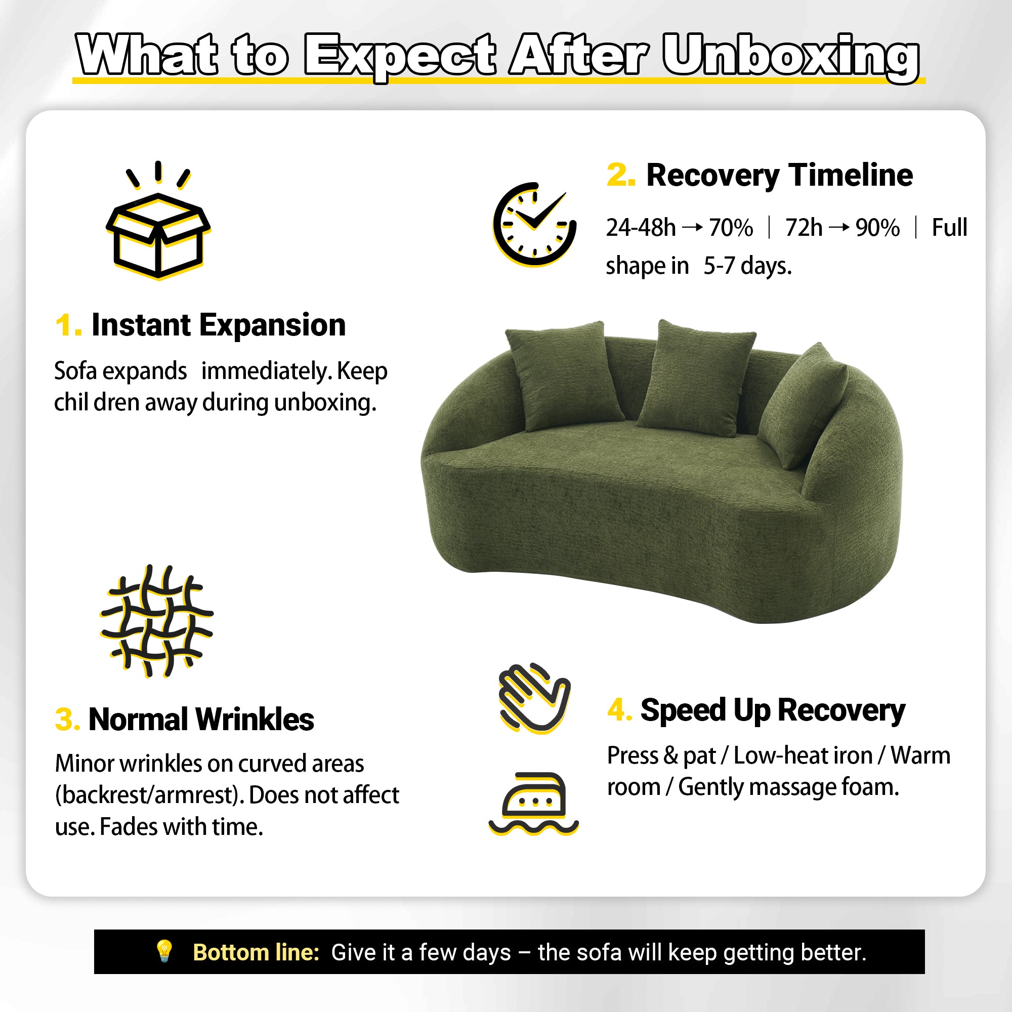 LY-049S Curved Modern Boneless Sofa Loveseat