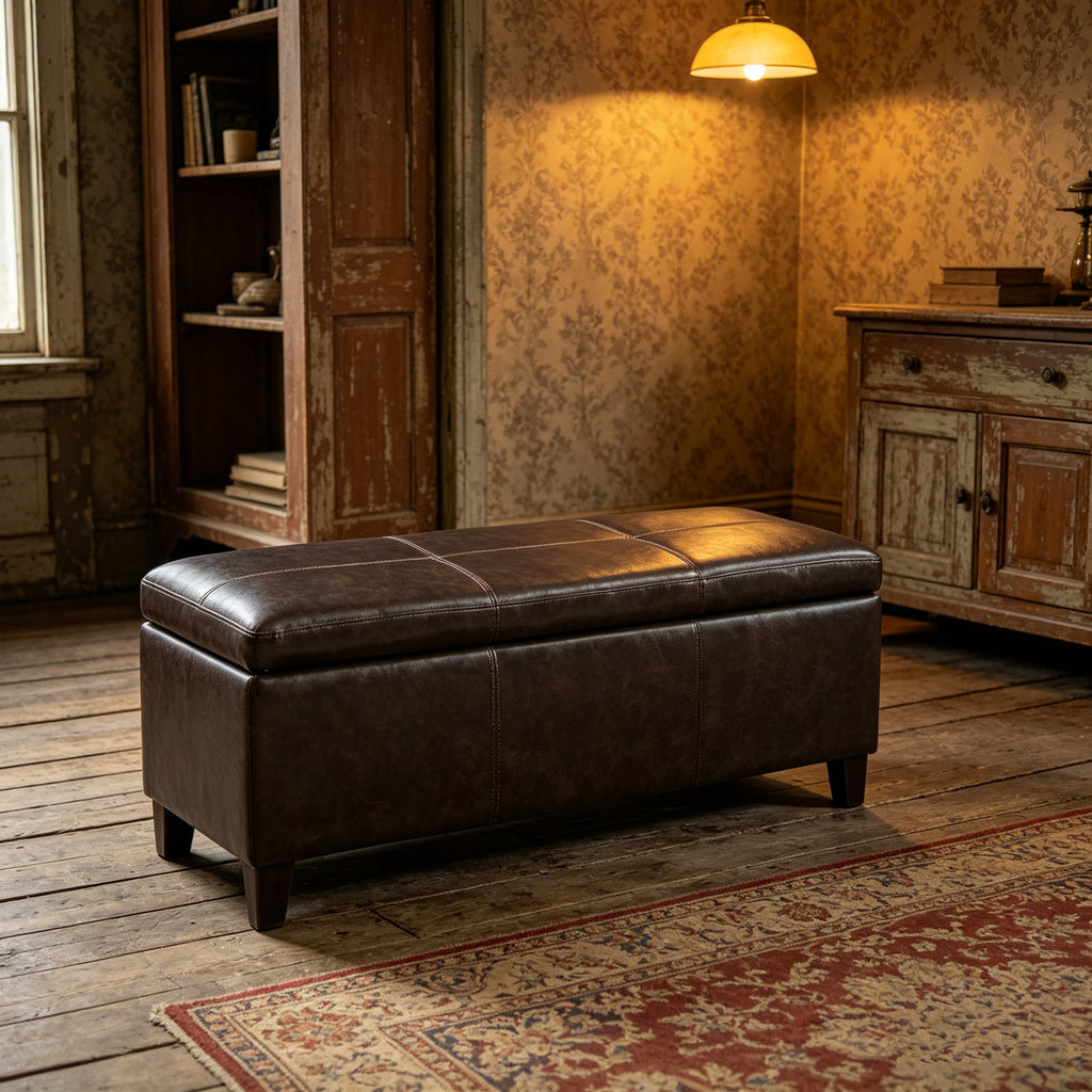 50.25 Inch Wide Contemporary Rectangle Storage Ottoman Bench