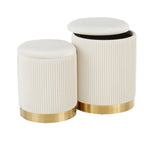 Contemporary Nesting Pleated Ottoman Set