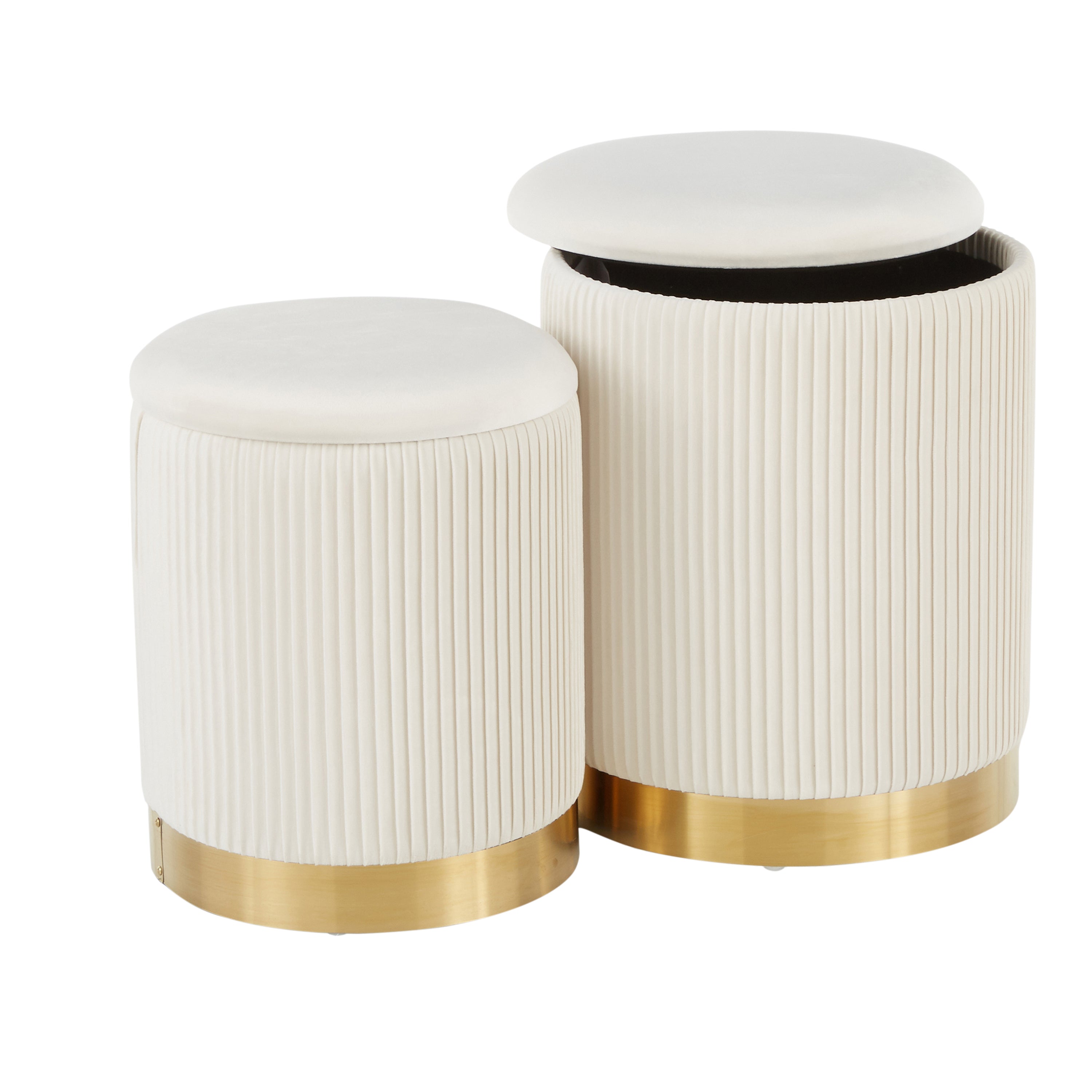 Contemporary Nesting Pleated Ottoman Set