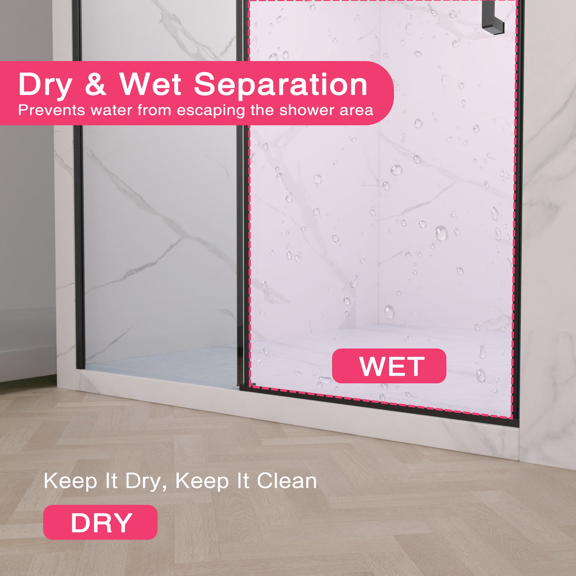 Semi-Frameless Sliding Shower Door, 56-60" W x 74" H