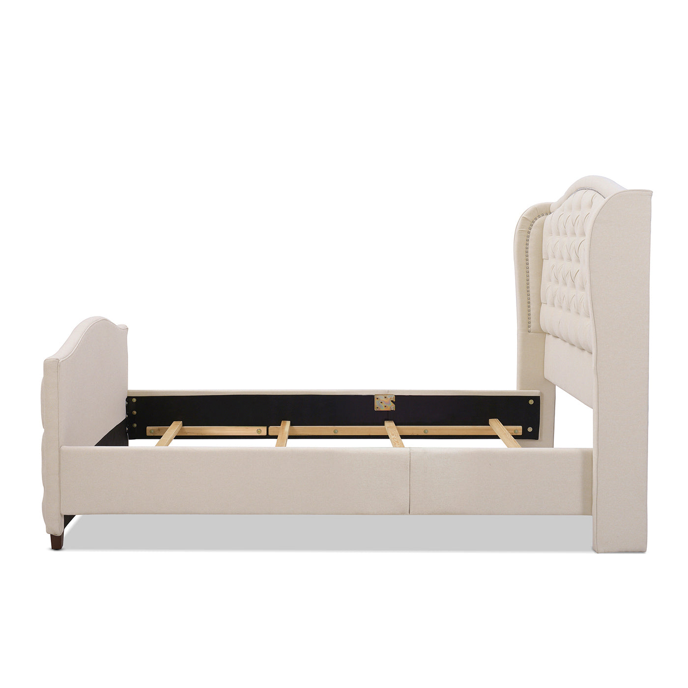 Marcella Upholstered Shelter Headboard Bed Set, Queen, Sky Neutral