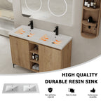 48" Freestanding Bathroom Vanity With Double Sink and Storage Rack
