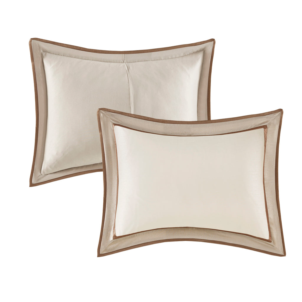 7 Piece Comforter Set Taupe/Brown Queen