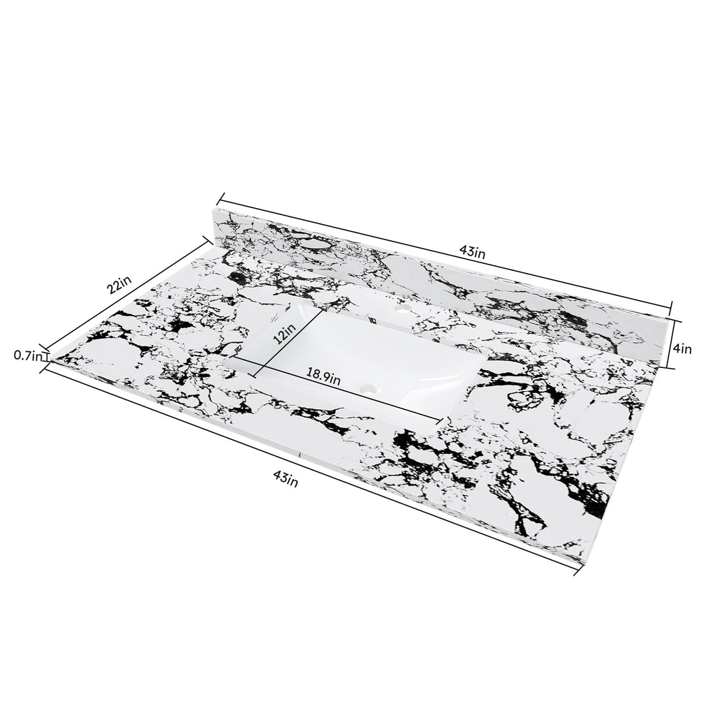 43"x22" Bathroom Vanity Top with Undermount Ceramic Sink