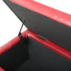 Upholstered PU Leather Storage Ottoman, Solid Wooden Legs