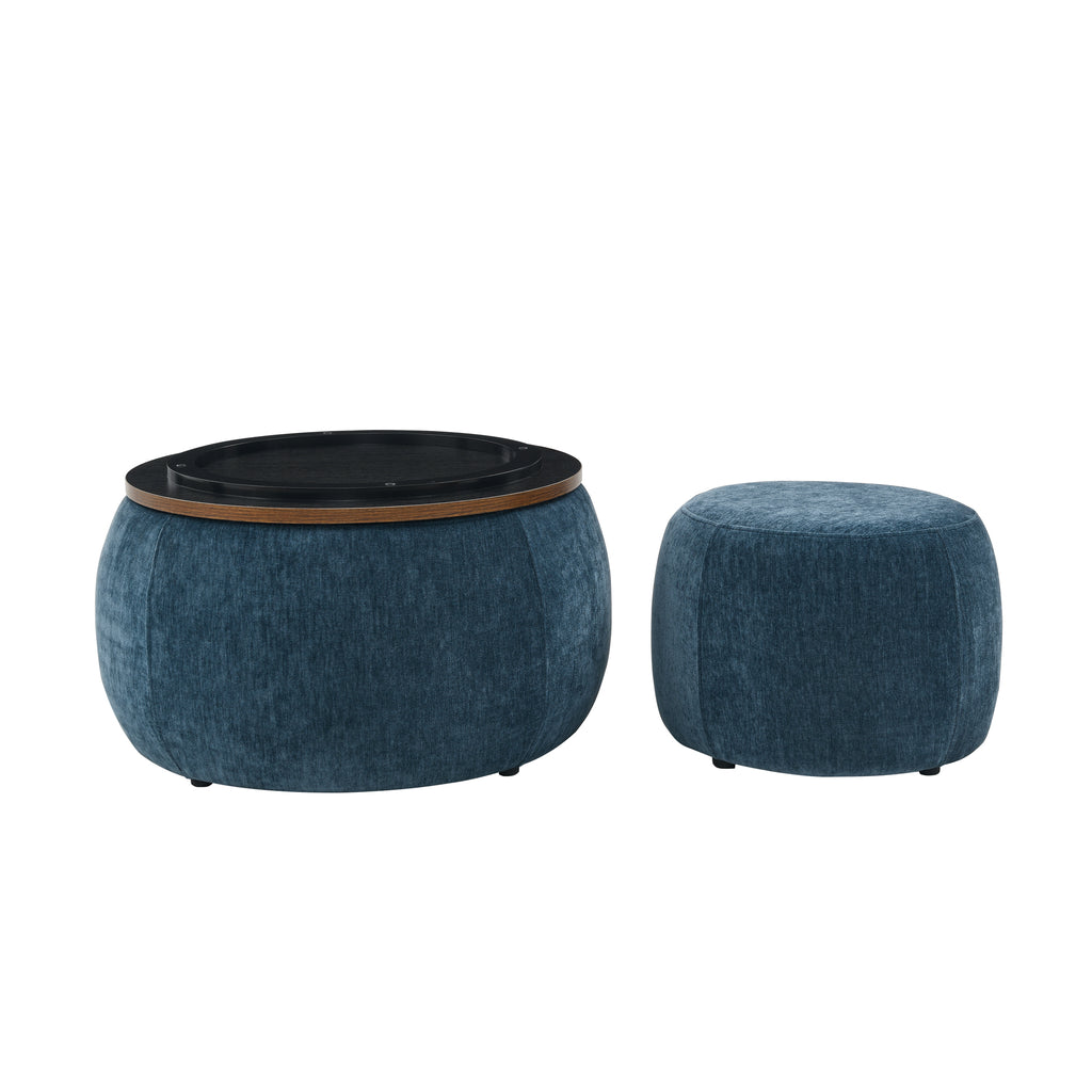 Round Storage Ottoman with 2 in 1 Functionality