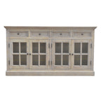 Solid Wood Stone Acid Wash Glazed Sideboard, 4 Drawers, 4 Shelves
