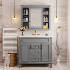 36" Bathroom Vanity with Top Sink, Mirror Cabinet