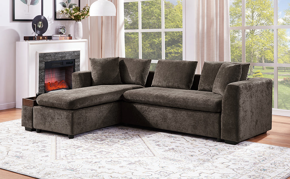 L-Shaped Upholstered Sectional Sofa with Storage Compartment