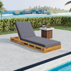 Lounge Chaise Set, Acacia Wood with Water-Resistant Lounge Cushions