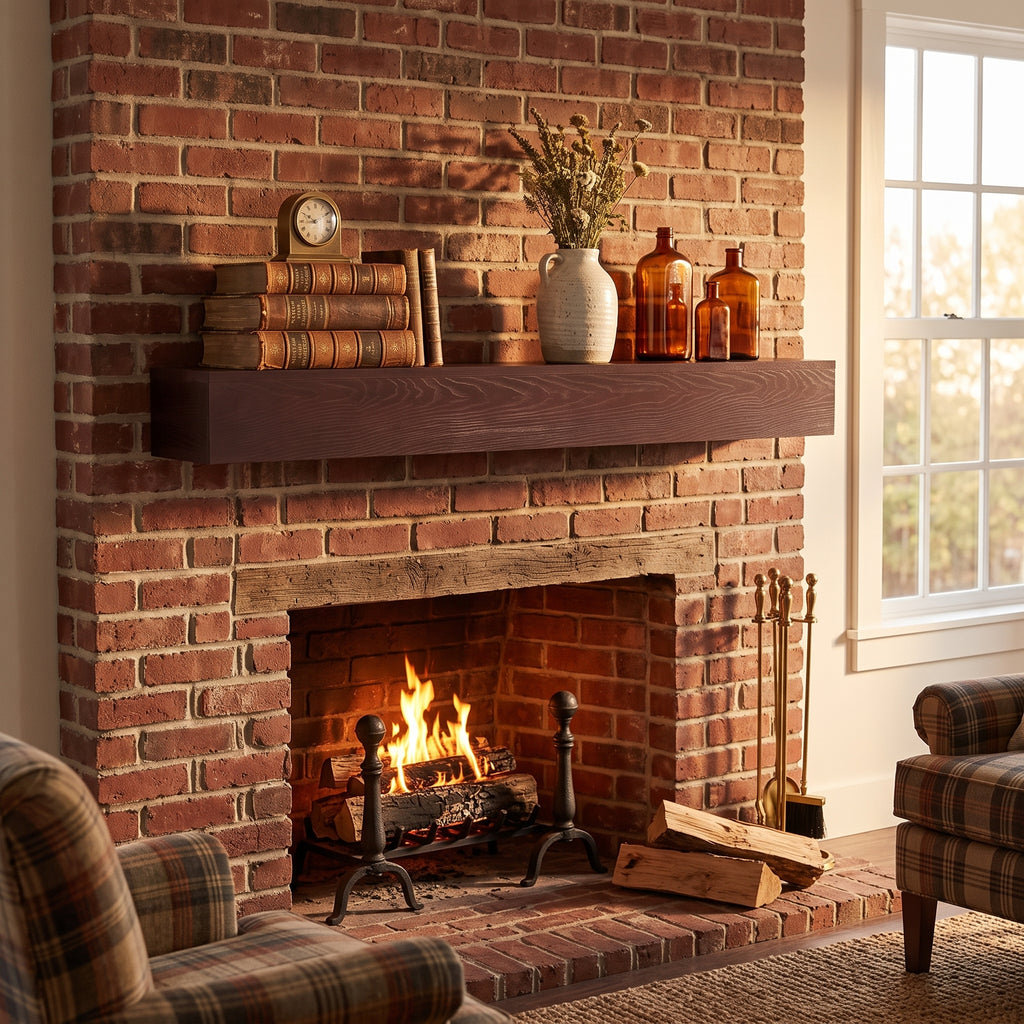 60-Inch Fireplace Mantel Floating Shelf, Solid Pine Wood, Dark Walnut