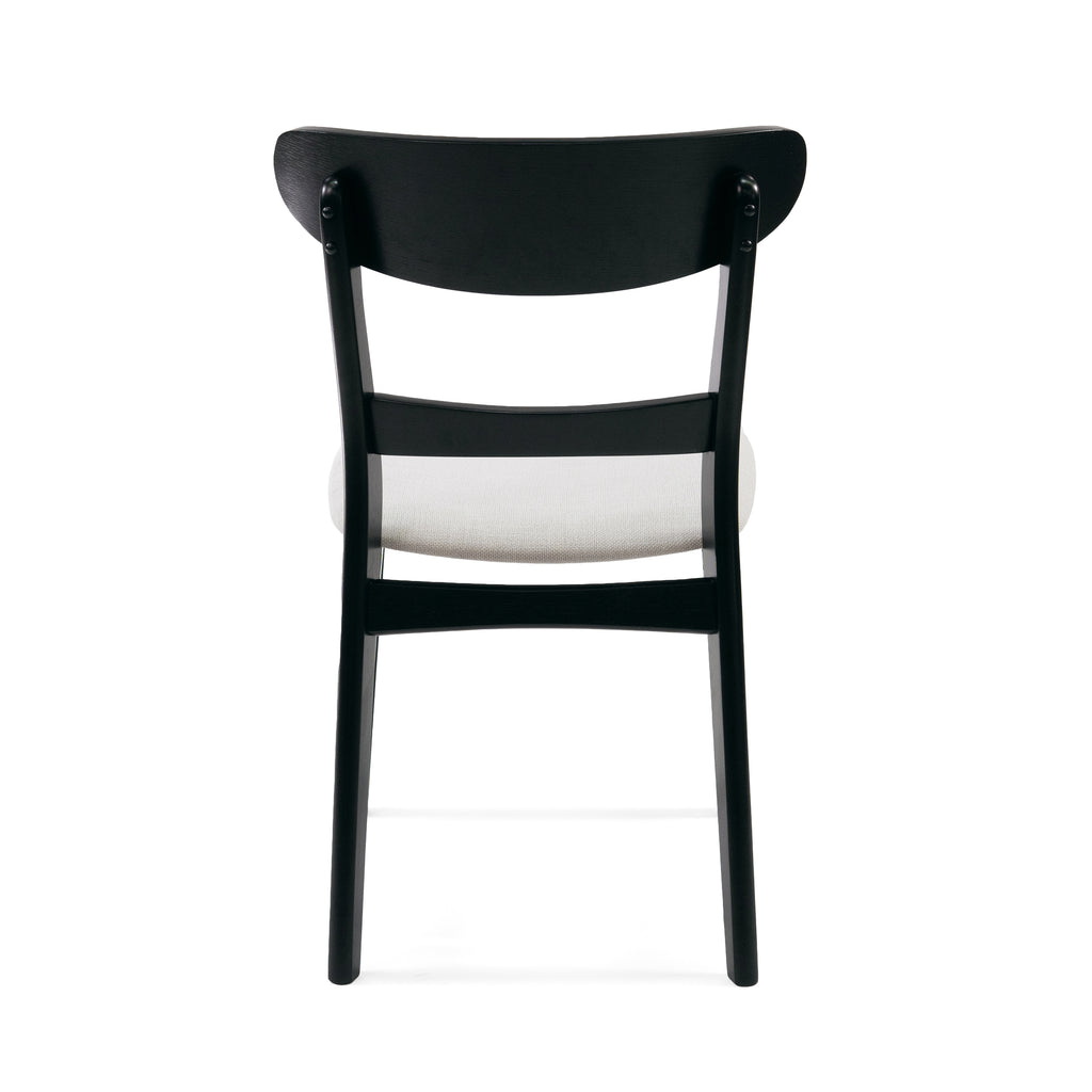 Set of 2 Dining Chairs - Upholstered Seat, Rubberwood Legs