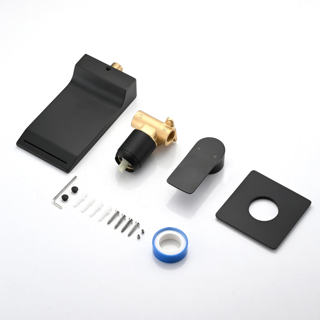 Matte Black Wall Mount Bathroom Sink Faucet