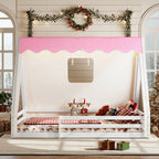 Full Size House Floor Bed with Tent and Light