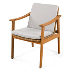 Outdoor Dining Chairs Set of 2, Teak Color Acacia Wood Frame