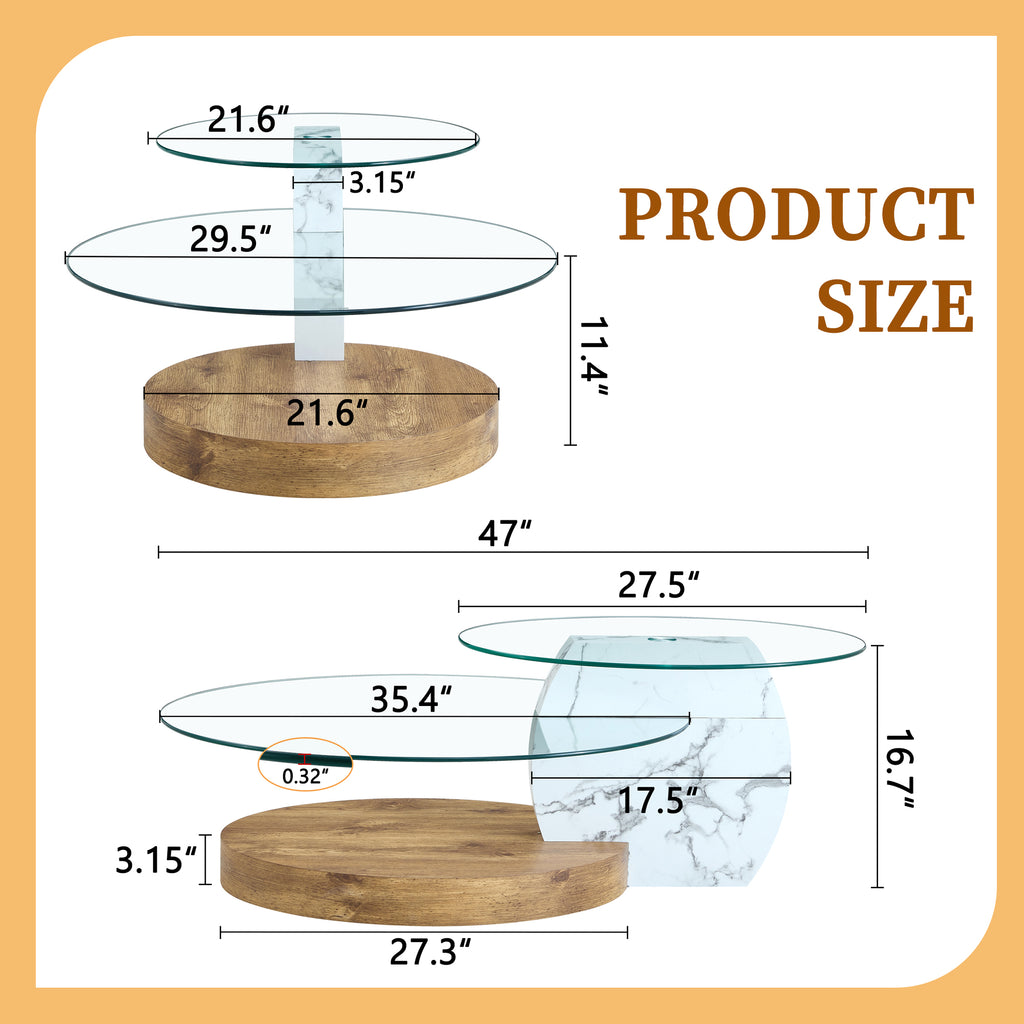 Contemporary Artistic Double Layer Coffee Table