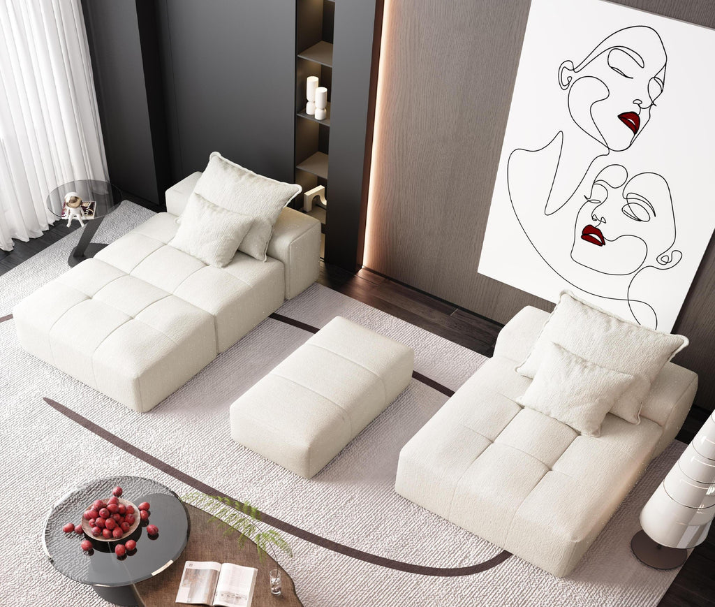 Modern Oversized Modular Sectional Sofa with Ottoman