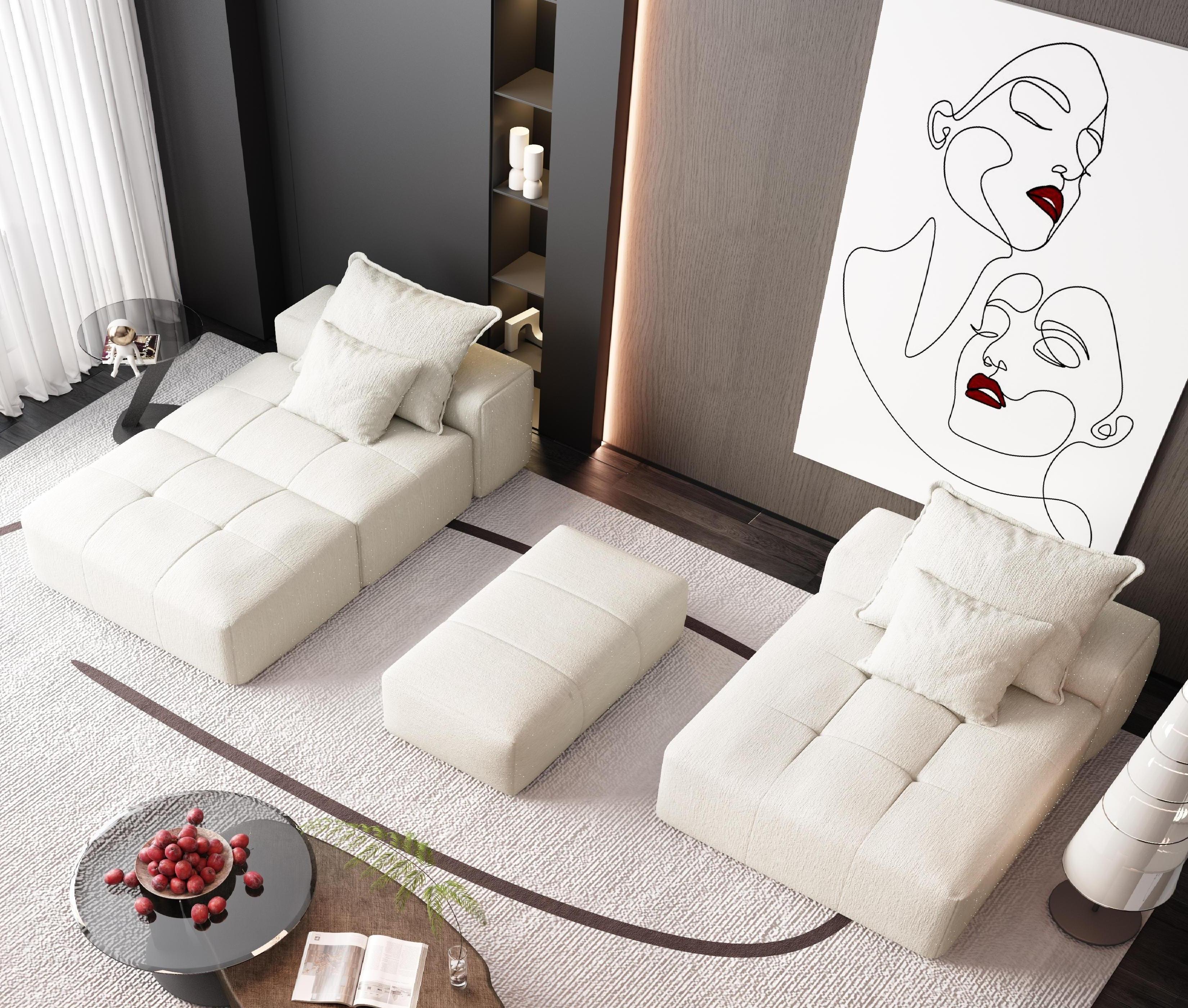 Modern Oversized Modular Sectional Sofa with Ottoman