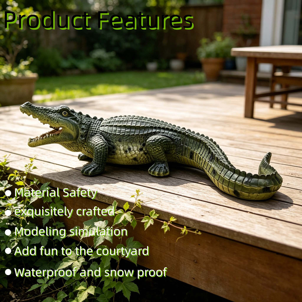 23" Simulated Crocodile Garden Statue