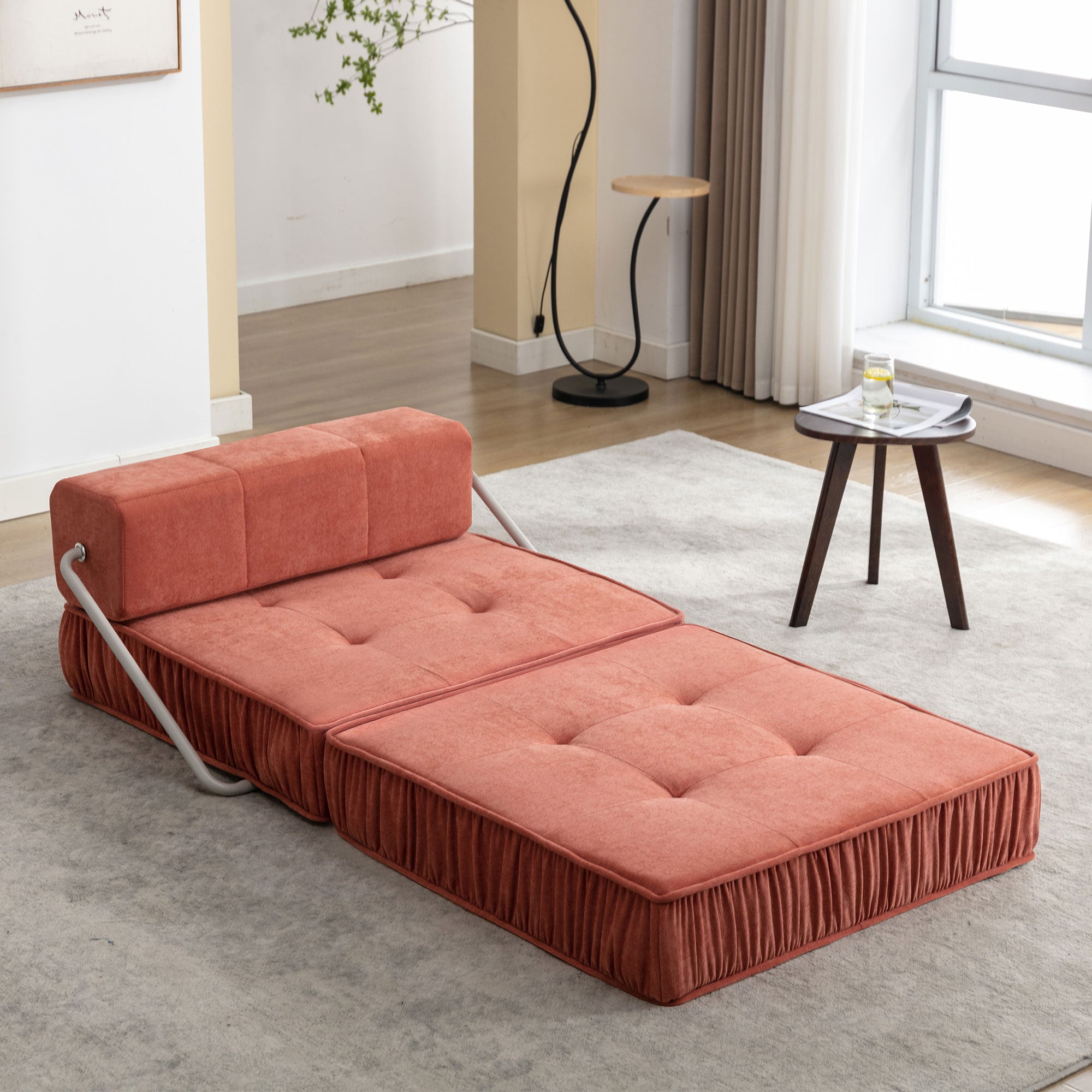 Orange Folding Sofa - Convertible Chair for Home
