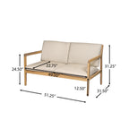 Outdoor Acacia Wood Loveseat with Coffee Table, Light Teak Frame