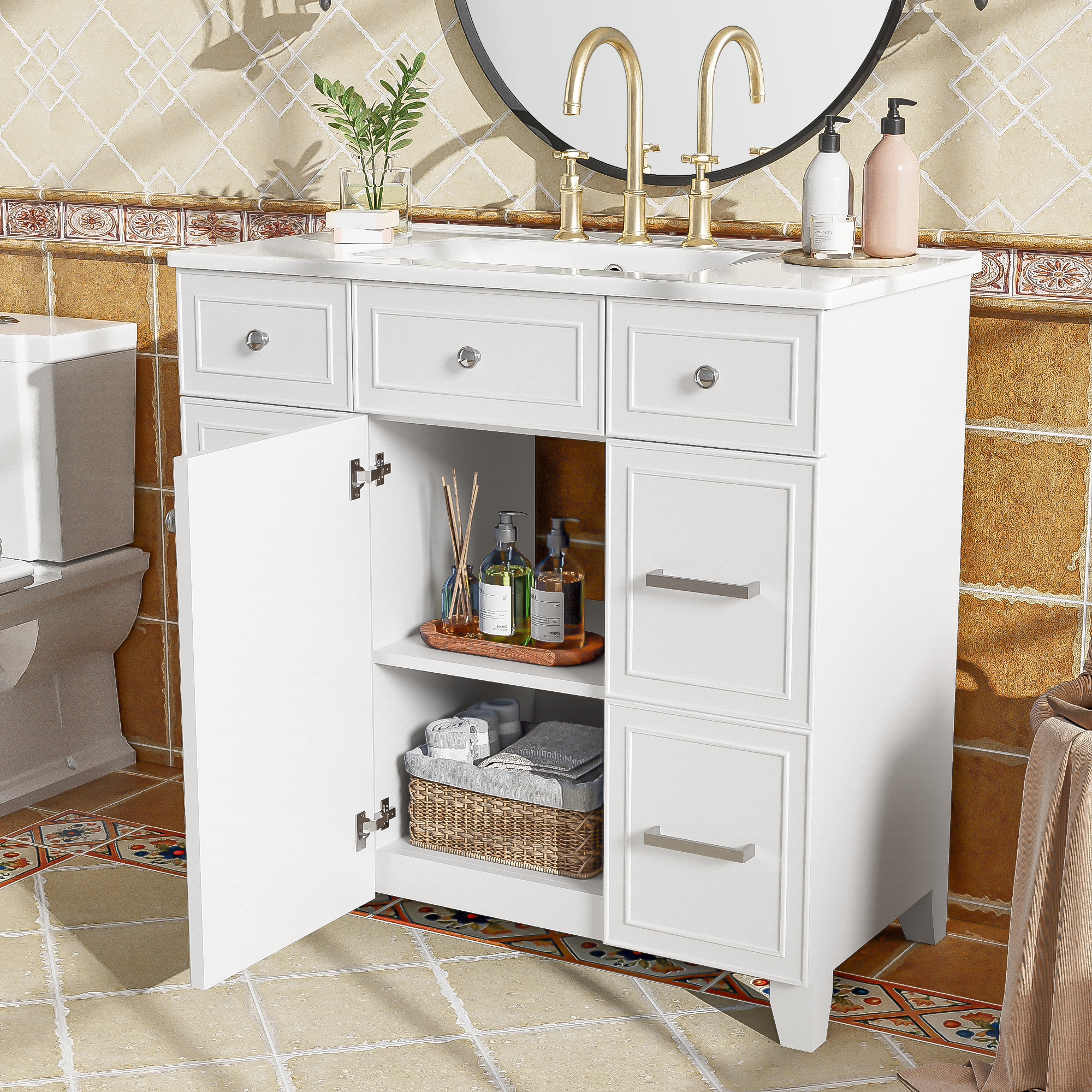36" Bathroom Vanity with Ceramic Sink